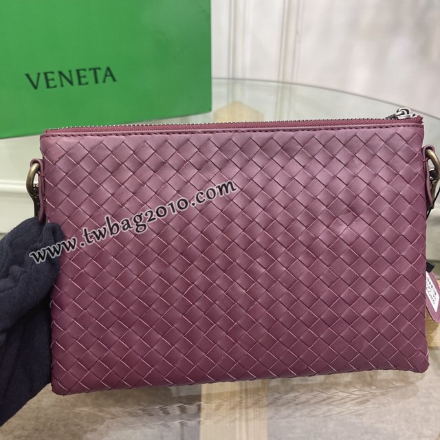 Bottega veneta高端女包 98036酒紅色 寶緹嘉薄款鏈條包 BV經典款胎牛皮手工編織鏈條女包  gxz1344